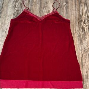Free People intimately small Red Chemise tank top hi how sheer trim top